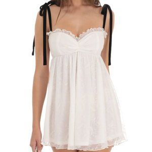 Lucy in the sky || Mesh babydoll dress with velvet shoulder ties